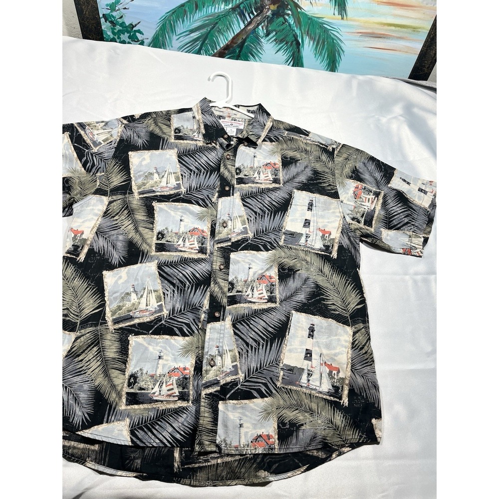 Boca Classics, Lighthouses And Sailboats Design Casual Men's Button Down Size Xl
